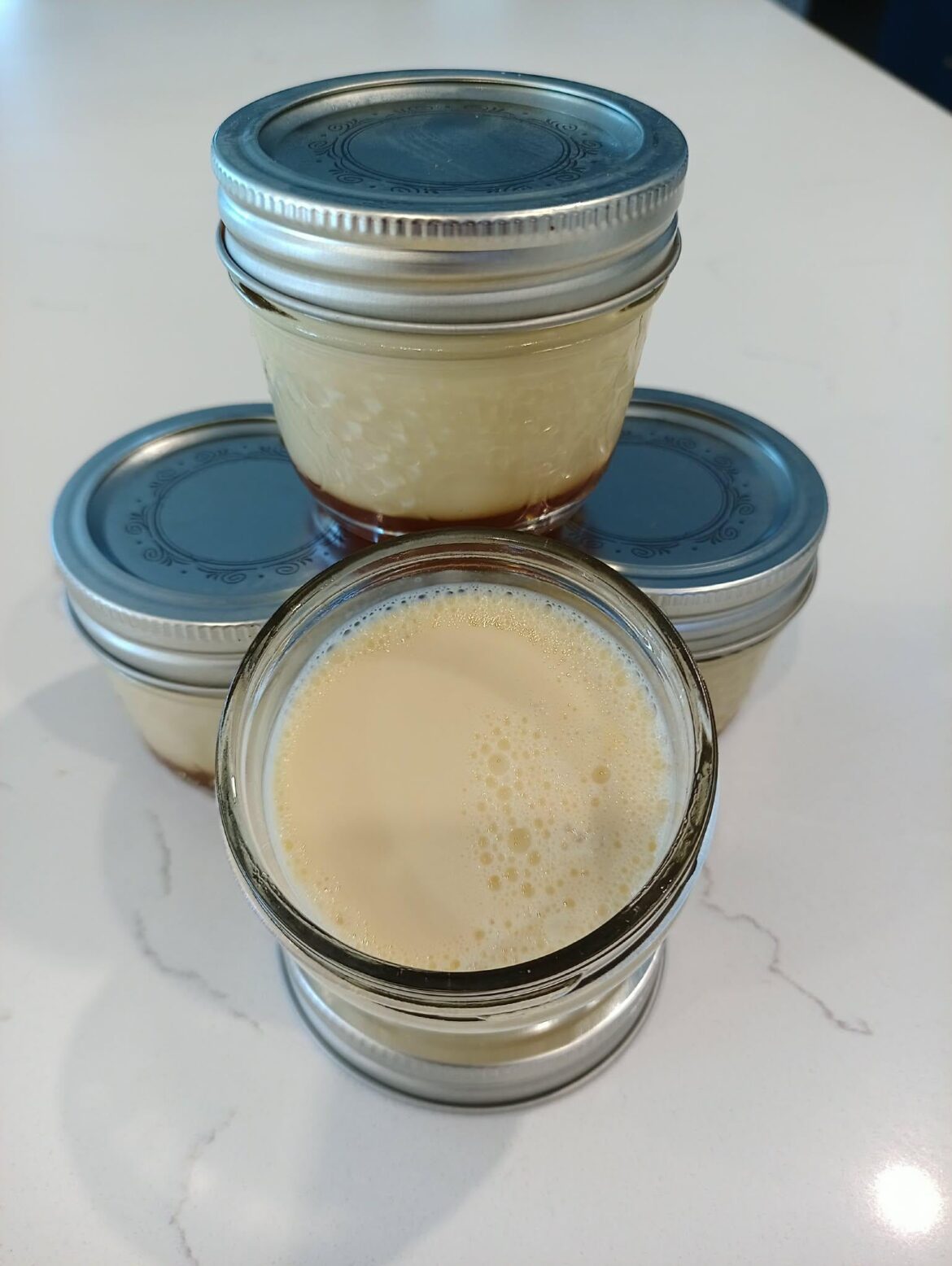 Sous Vide Flan in small canning jars
