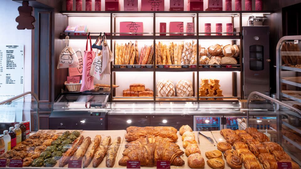 Pink baguettes are among the array of baked goods for sale at baguett. in Paris, a concept store and "baguette bar" from Eric Kayser. - Maison Kayser