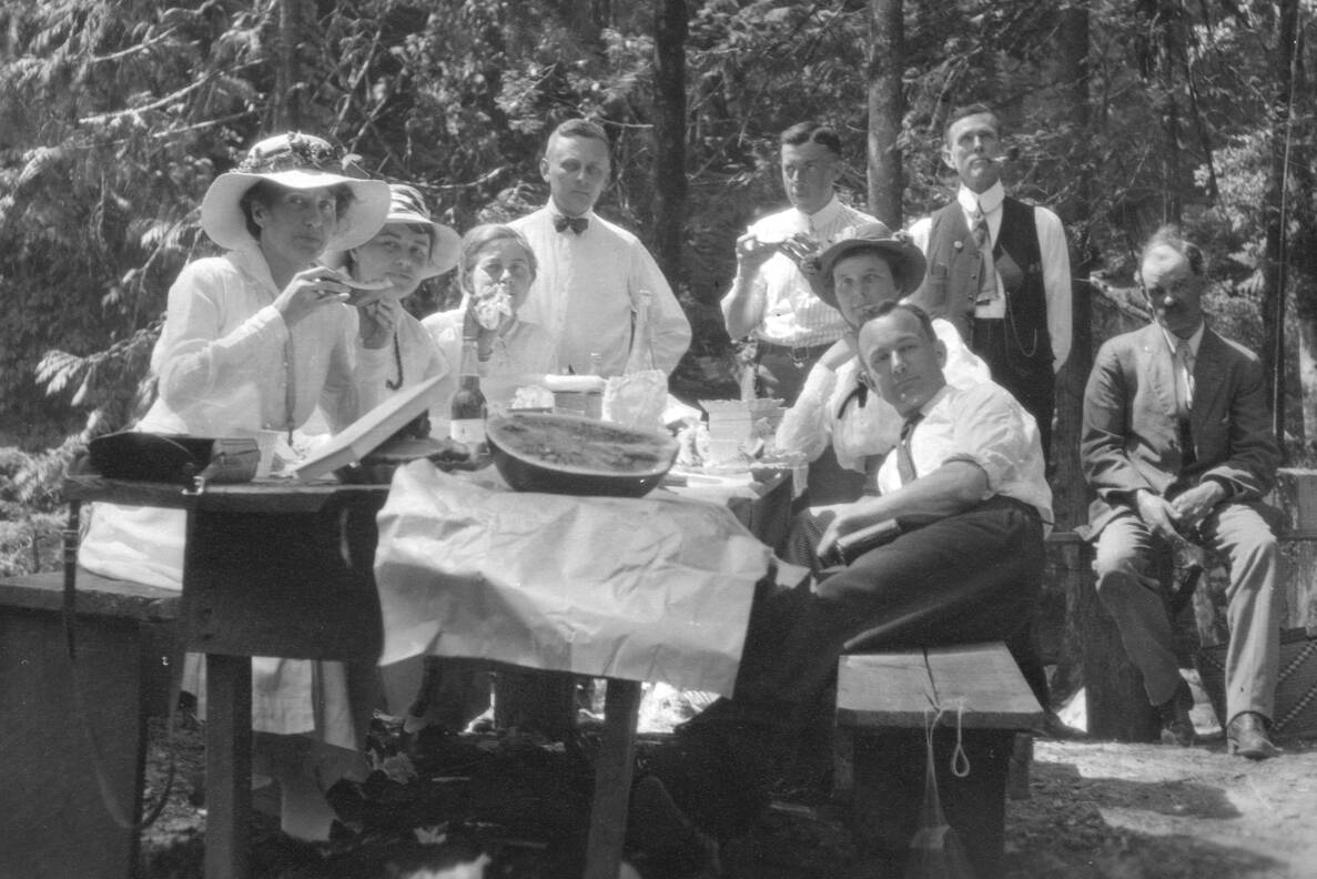 This undated photo from the Museum and Archives of Vernon is titled ‘Picnic Scene in the Woods.’ (Museum and Archives of Vernon photo No. 17618)