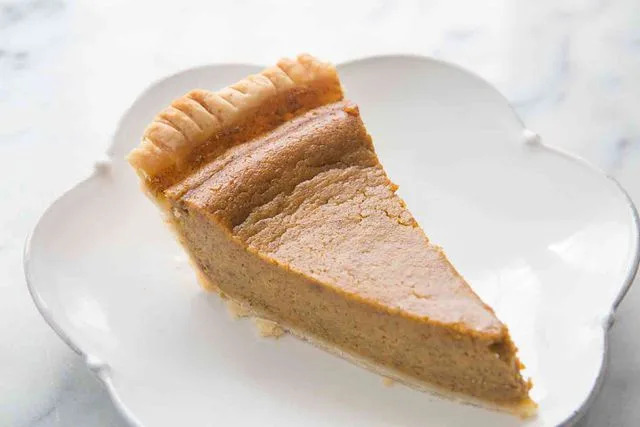 Elise Bauer Pillsbury pie crust baked with pumpkin pie filling