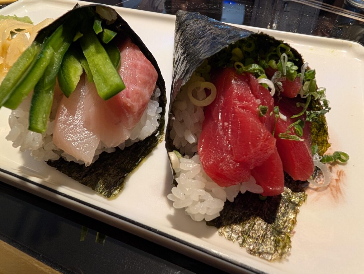Tuna scallion and Yellowtail Jalapeno Hand Roll