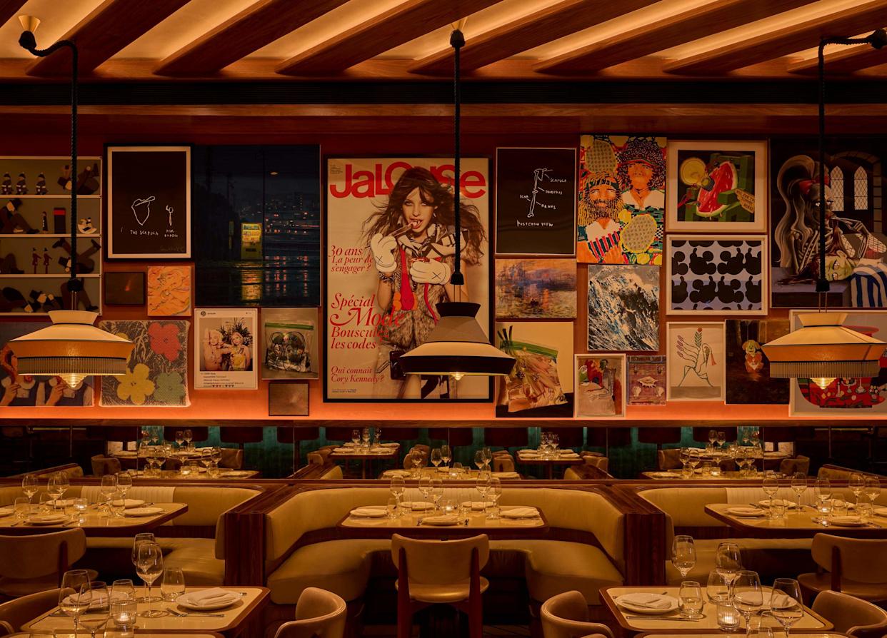 The dining room at Le Specialità in Miami with some of its eclectic art.
