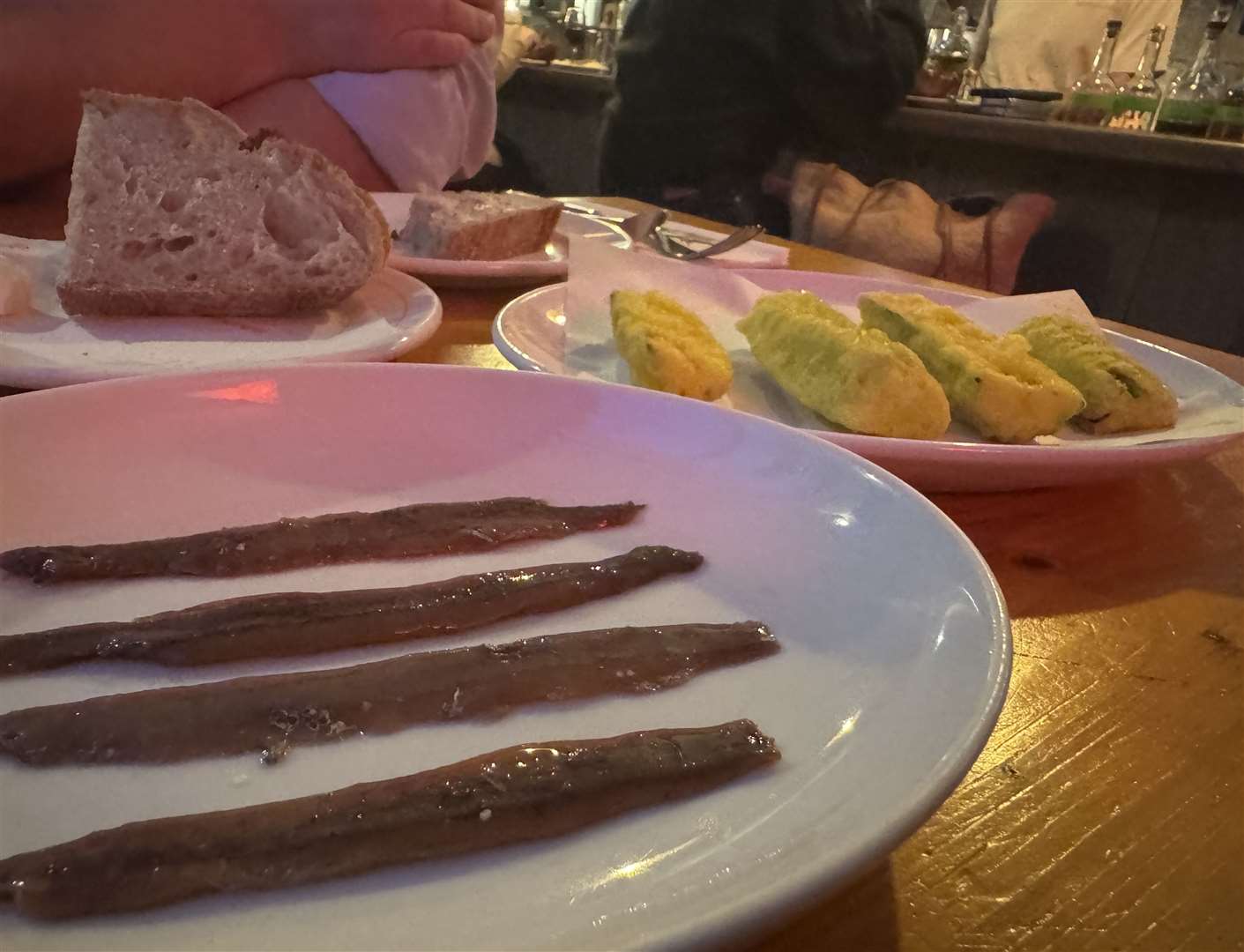 A dish from the specials board. We had the anchovies on the side of the courgette so my girlfriend could try the veg without the fish