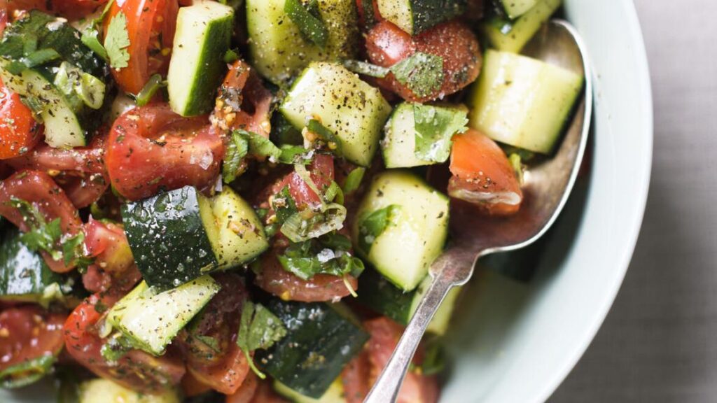 One easy step boosts supermarket tomatoes for Mediterranean chopped salad