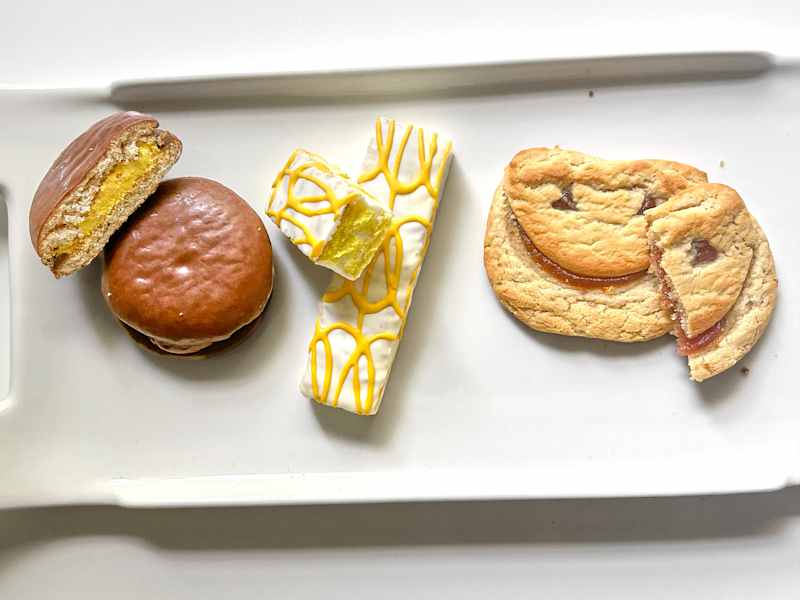 Various Little Debbie snack cakes on plate.
