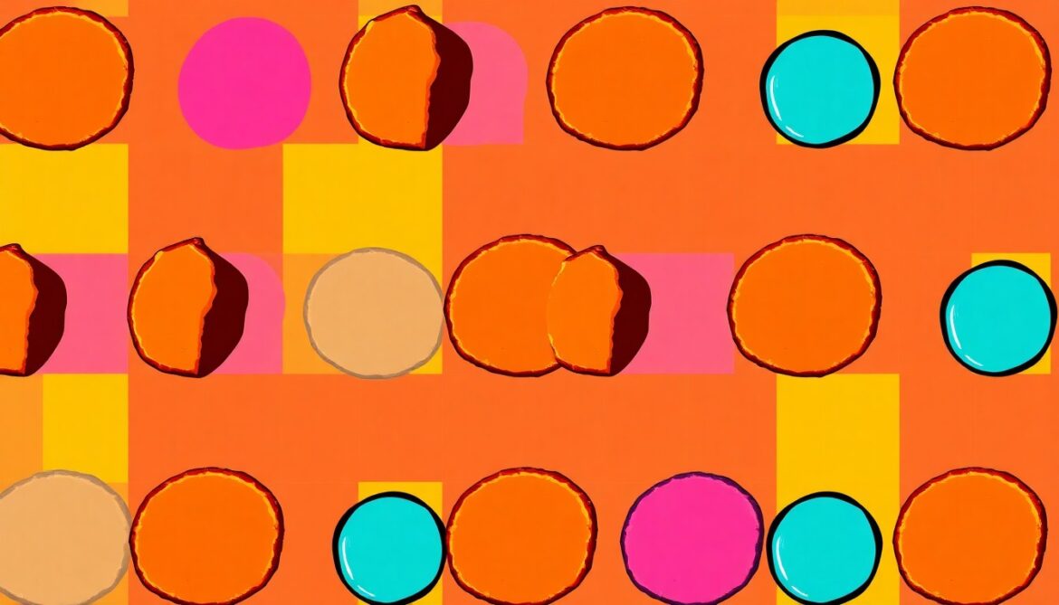 Trader Joe’s Cannelés: A Limited-Time French Pastry Delight A bold, colorful silkscreen-style illustration featuring a repeated pattern of a single cannelé pastry in vibrant neon hues, conceptually representing the accessibility and pop culture appeal of this rare French treat.