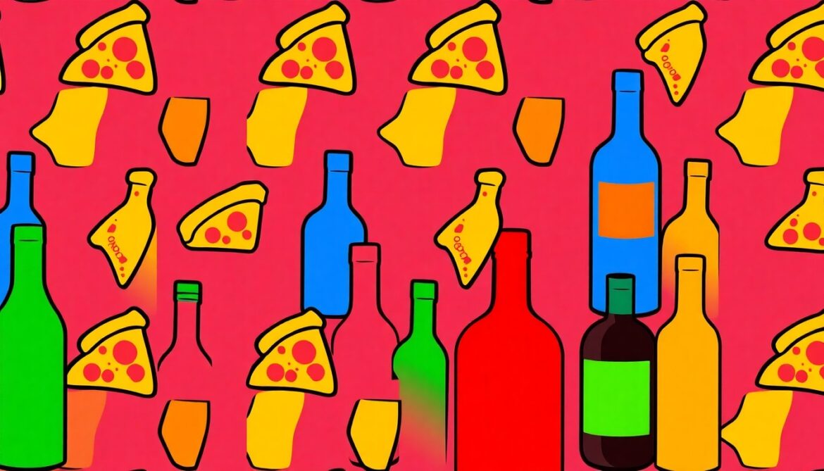 A high-contrast silkscreen print of an iconic Italian food item repeated in a grid, using a bold, neon color palette to transform the everyday into modern pop art.