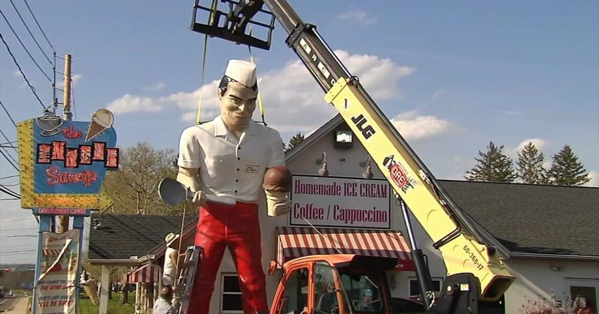 Beloved ice cream shop mascot damaged by high winds is under repair and ready to return | Lehigh Valley Regional News