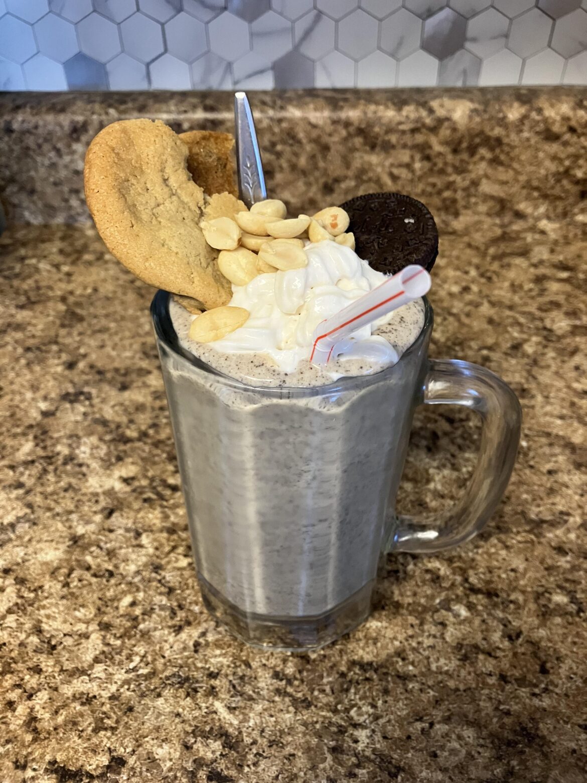 Peanut Butter and Cookies shake. Very indulgent. I should add more peanut butter next time.