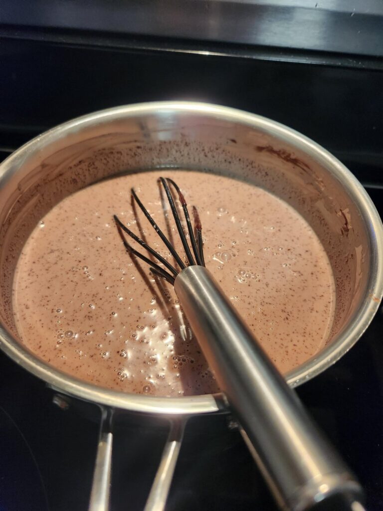 Chocolate never fully dissolves into base