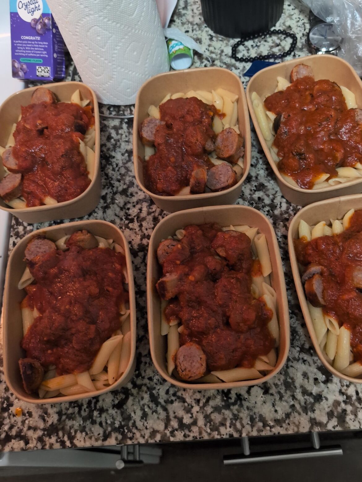 Easy and budget friendly pasta with sausage. Lunch Prep