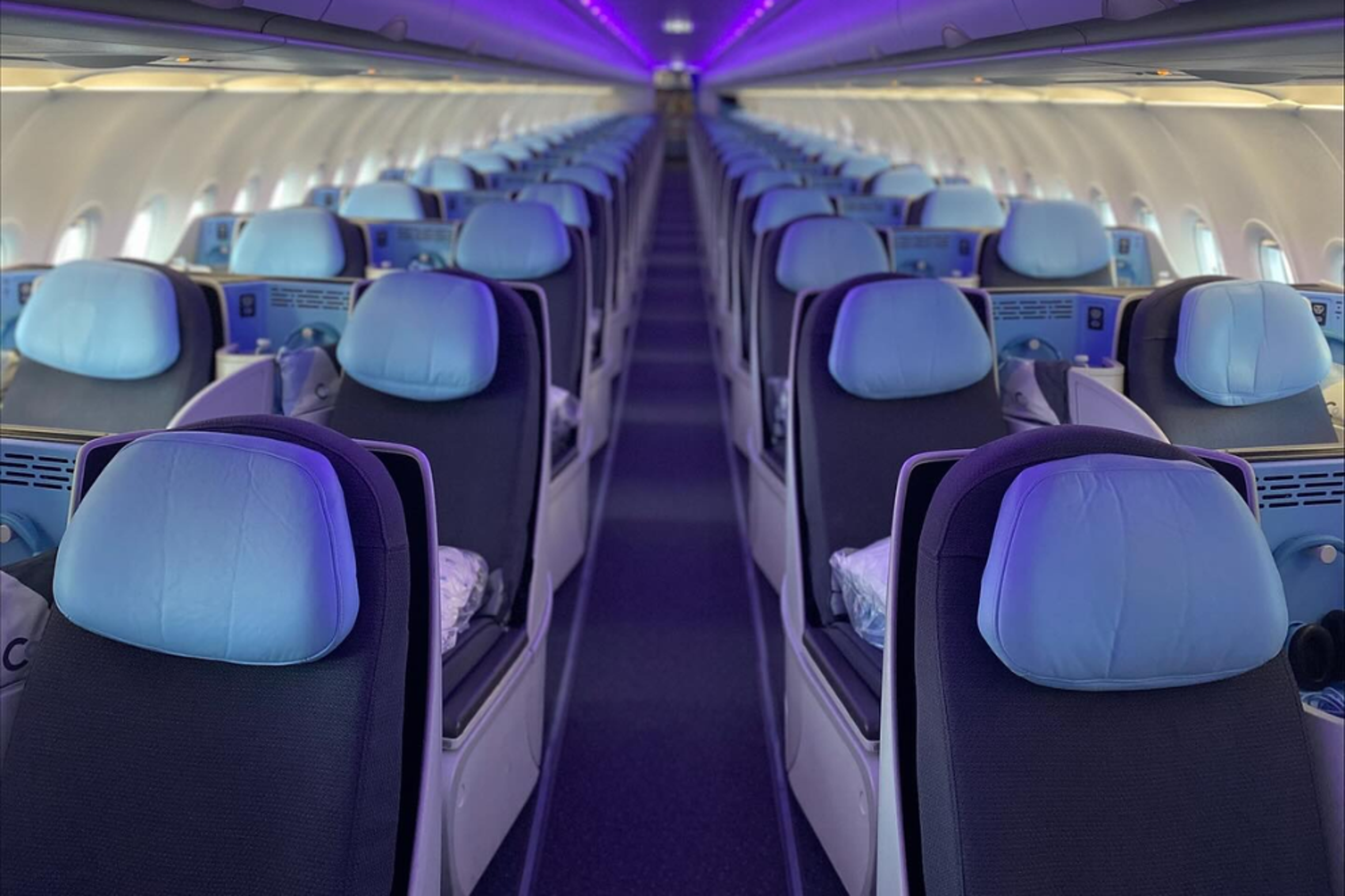 Seats are luxurious aboard a La Compagnie airplane.
