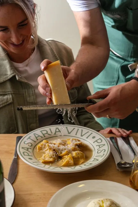 Pastaria Vivi officially opened in Encinitas, offering fresh pasta, ready-to-cook meals and specialty Italian goods under one roof. (Credit: Kimberly Motos)