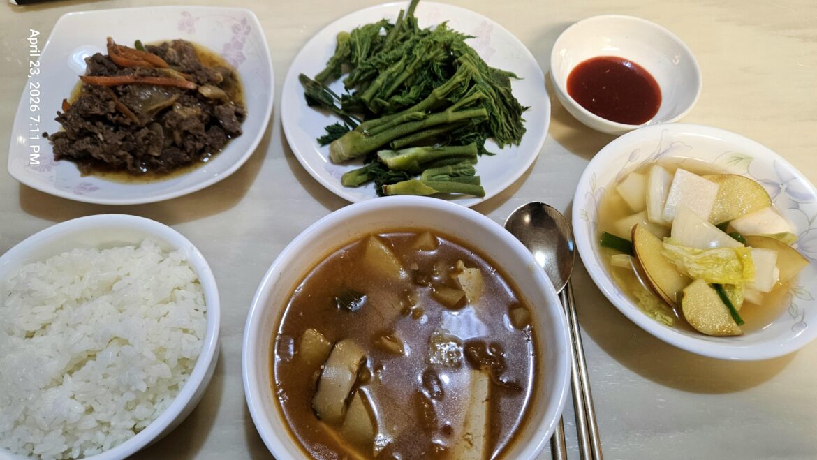 Our usual dinner at home