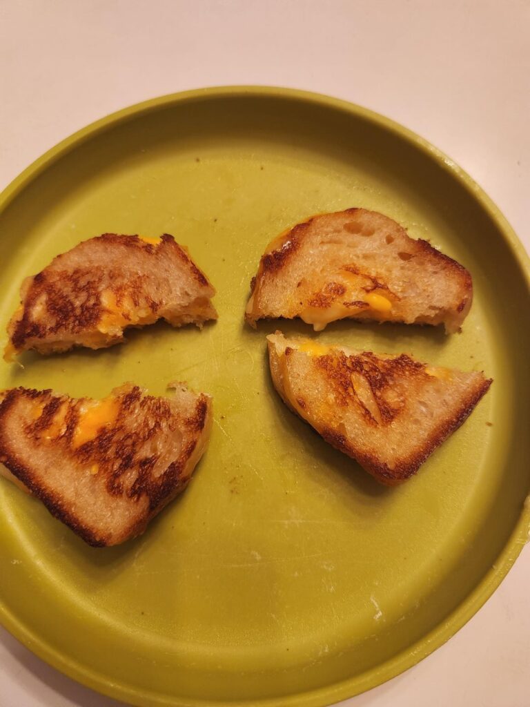 Turned homemade baby sourdough into baby grilled cheese sammies