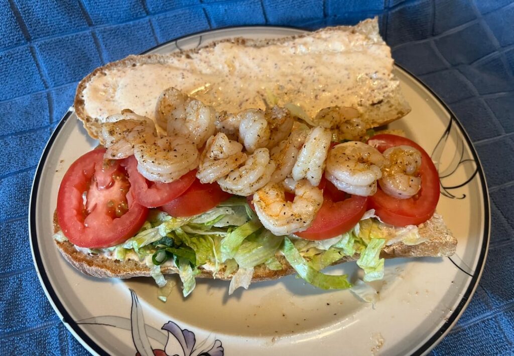 Shrimp Po’boy with red beans and rice