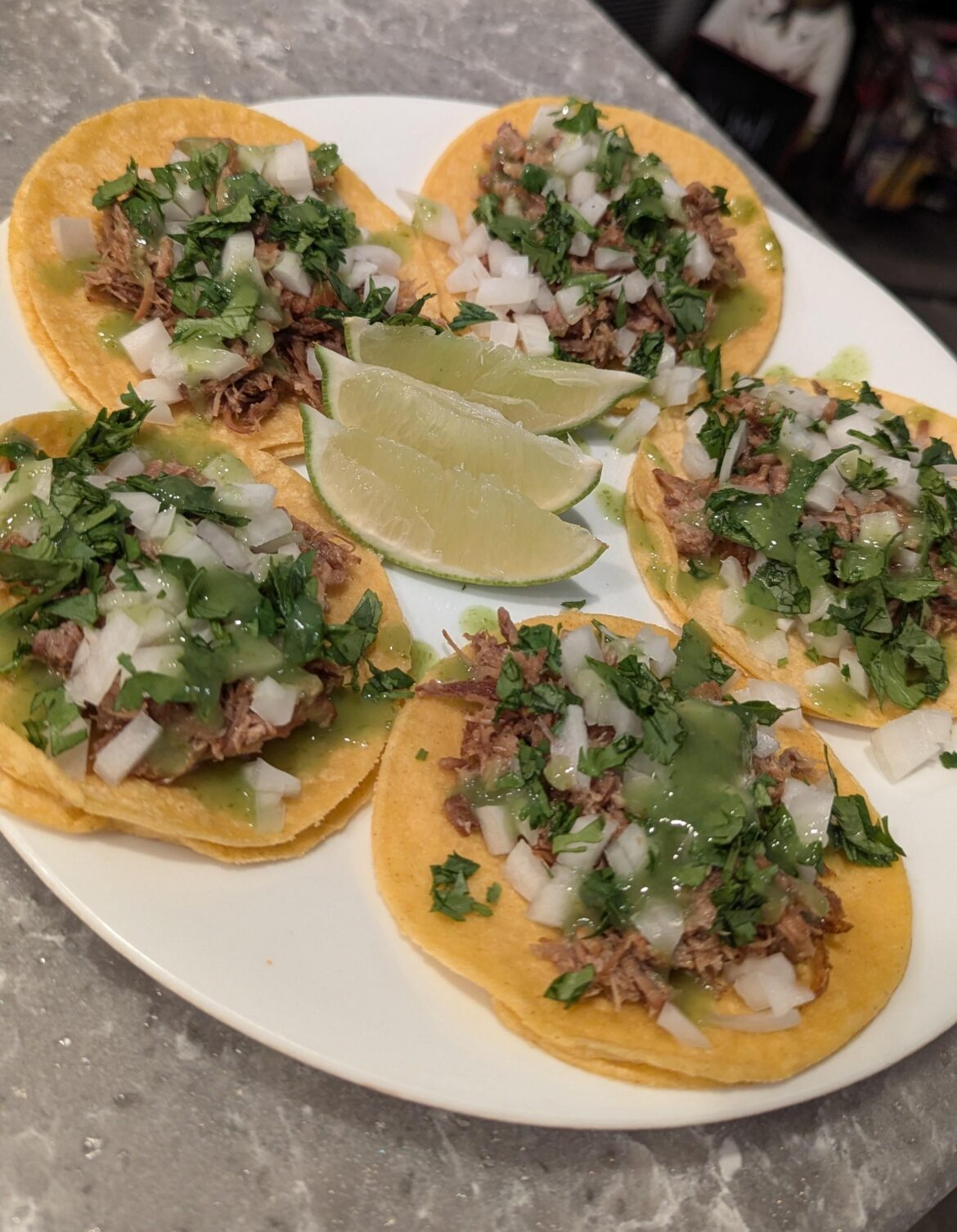Homemade carnitas tacos