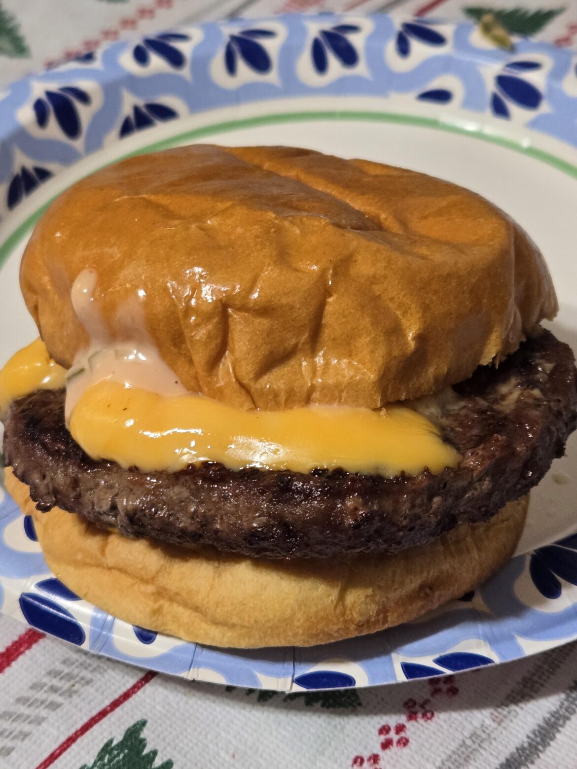 Grilled burger with American cheese