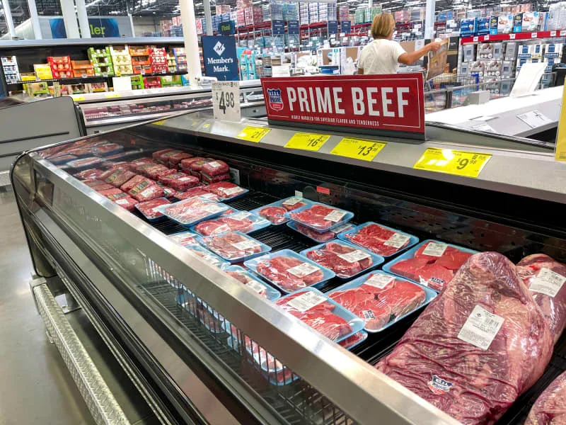 Orlando, FL USA - May 31, 2021: Fresh cuts of Prime Beef meat n the refridgerated meat aisle of a Sams Club grocery store ready to be purchased by consumers.