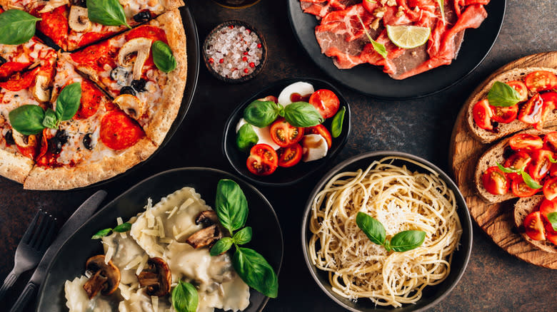 Table of Italian dishes