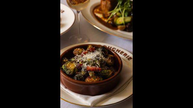 La Grande Boucherie’s fried brussels sprouts go for $11, and include smoked bacon.