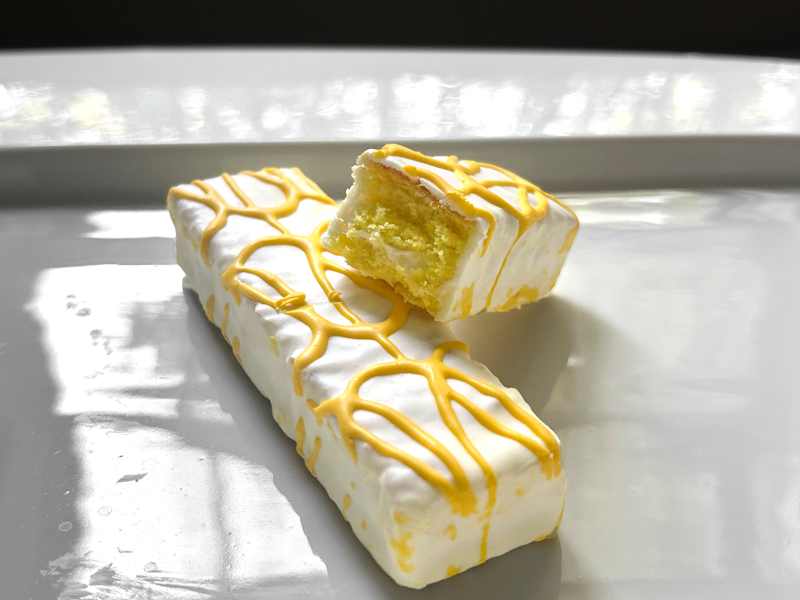 Little Debbie lemon cake on plate.