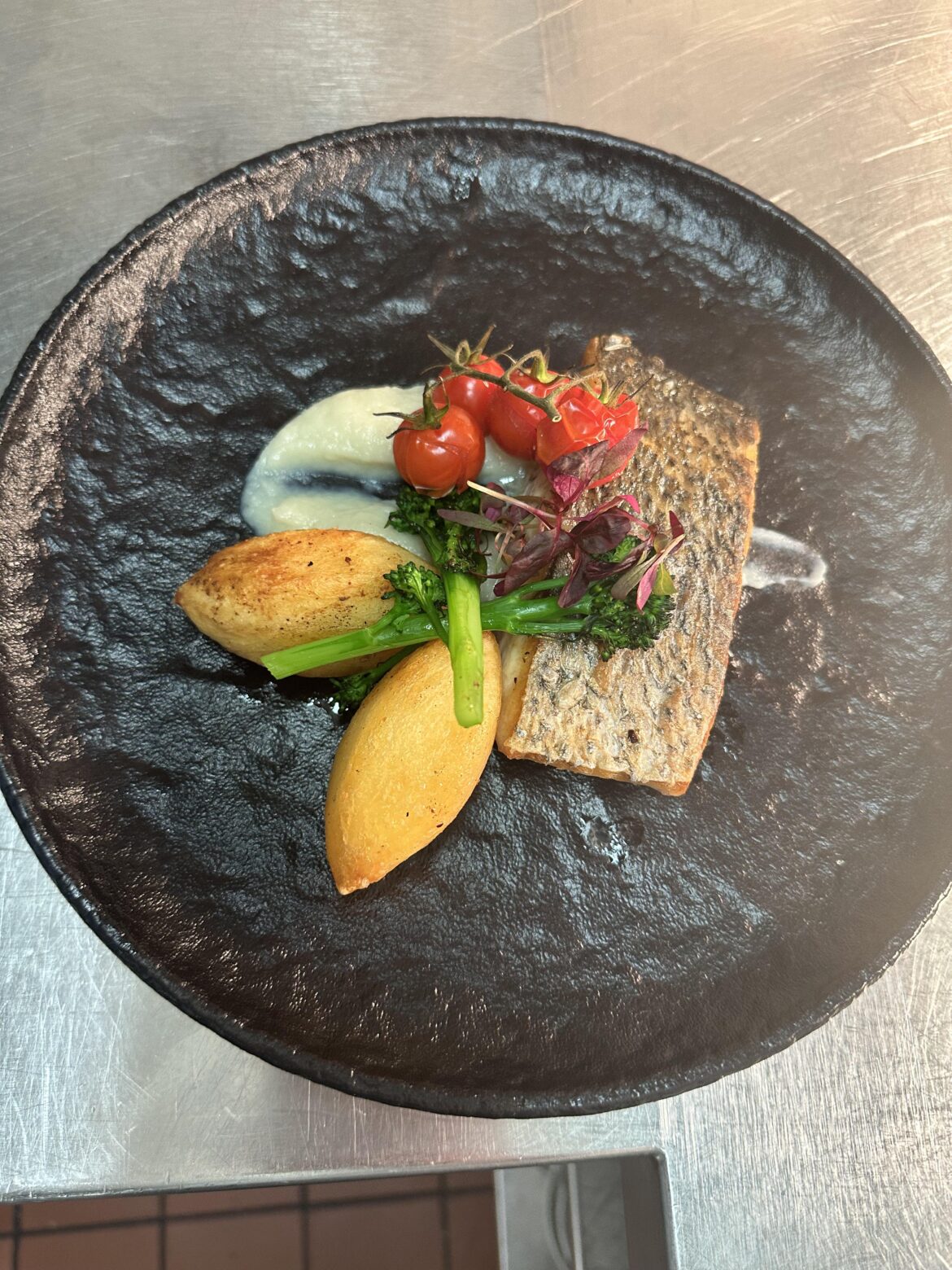 Pan fried stone bass