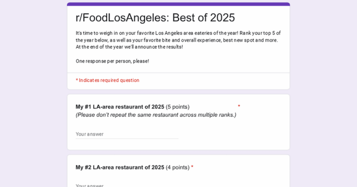 LAST CALL for the r/FoodLosAngeles Best of 2025 voting!