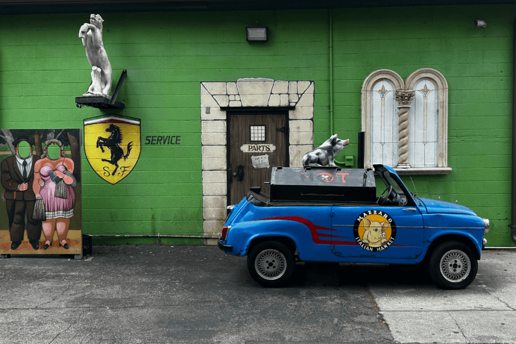 BBQ in a car at Mazzaro's Italian Market in St. Pete