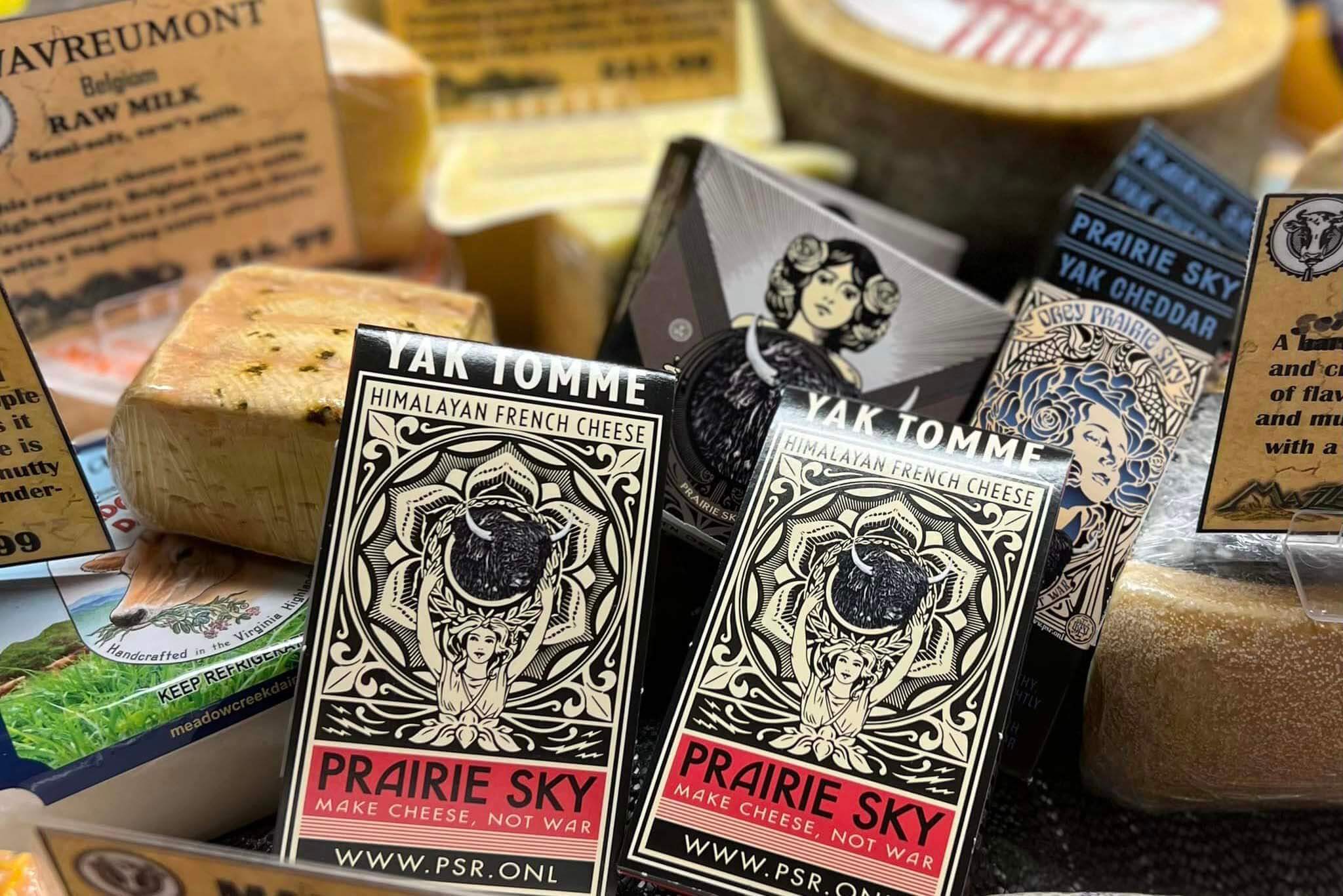 Cheese varieties on display