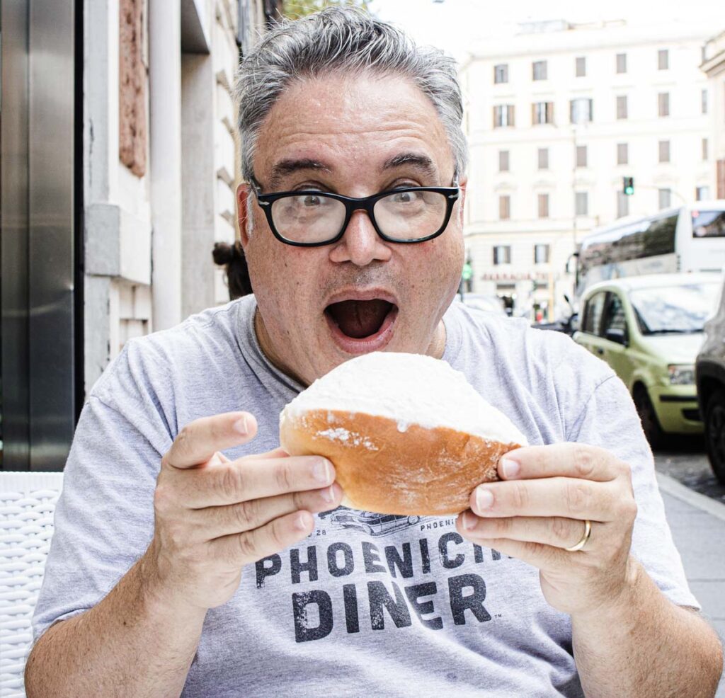 Daryl eats a Maritozzo in Rome