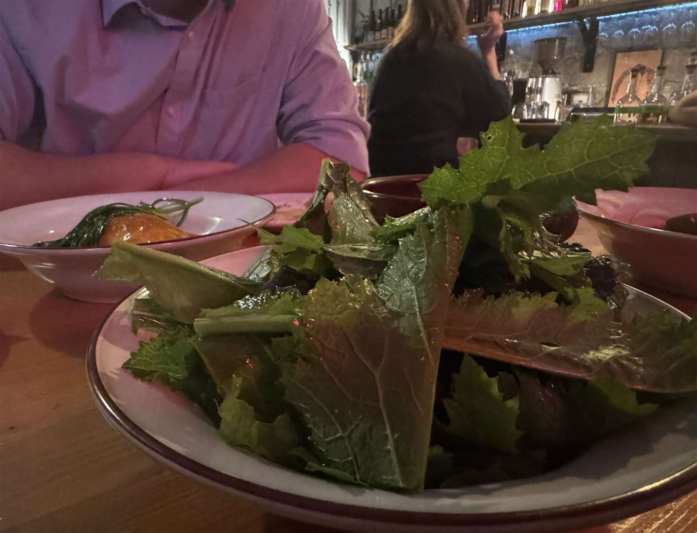 The heaped pile of mustard leaf salad