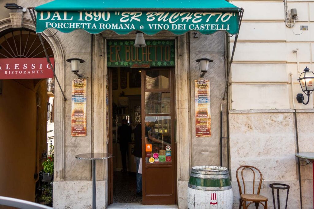 Exterior of Er Buchetto in Rome