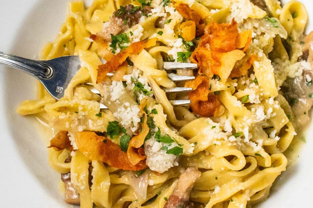 Fettucine with Guanciale and Artichokes at Felice