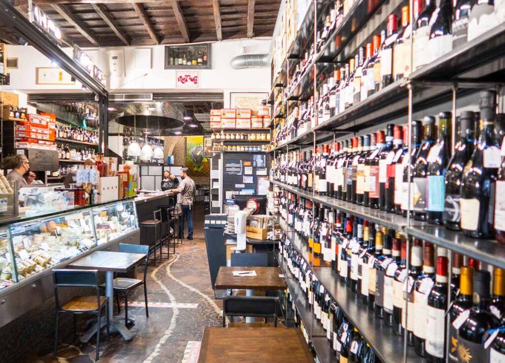 Front room dining and deli at Salumeria Roscioli in Rome