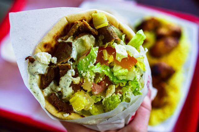 The menu includes a variety of affordable gyros, most around $8.49.