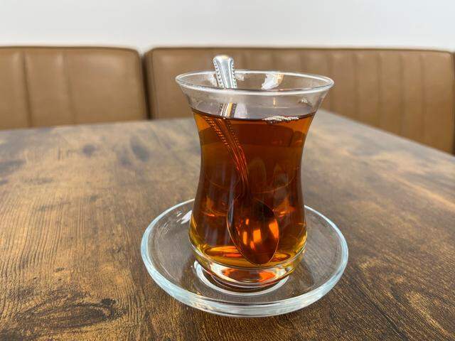 Turkish tea at Nazo’s Mediterranean Bowls & Salads.