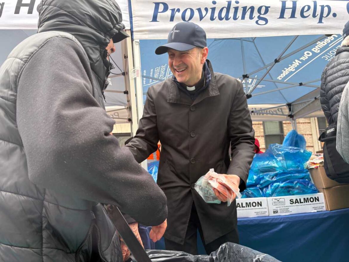 Archbishop Hicks marks first Easter in NYC with food distribution in Washington Heights