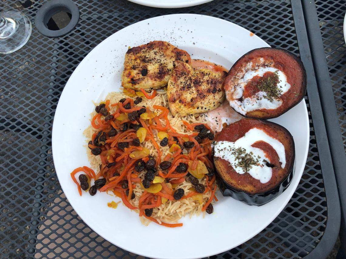 Bamiyan Afghan Restaurant’s kalebi palow with charbroiled chicken.