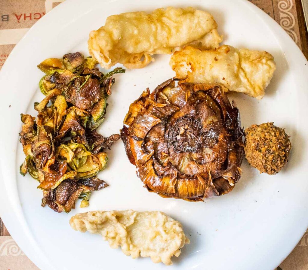 Jewish Fried appetizers at Nonna Betta in Rome