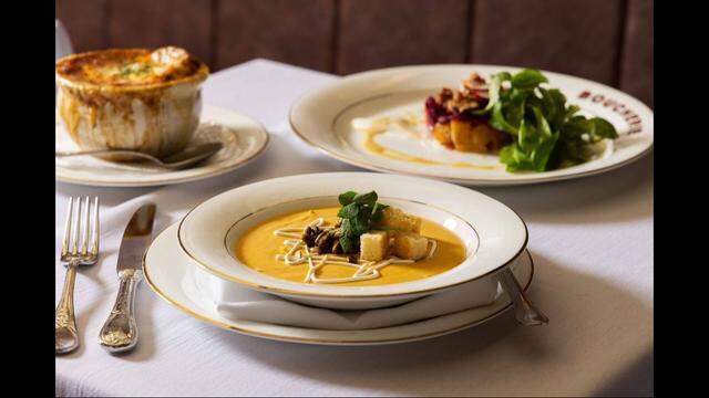 Pictured here is the butternut squash bisque at La Grande Boucherie, the 5th best fine dining spot in America, according to Tripadvisor.