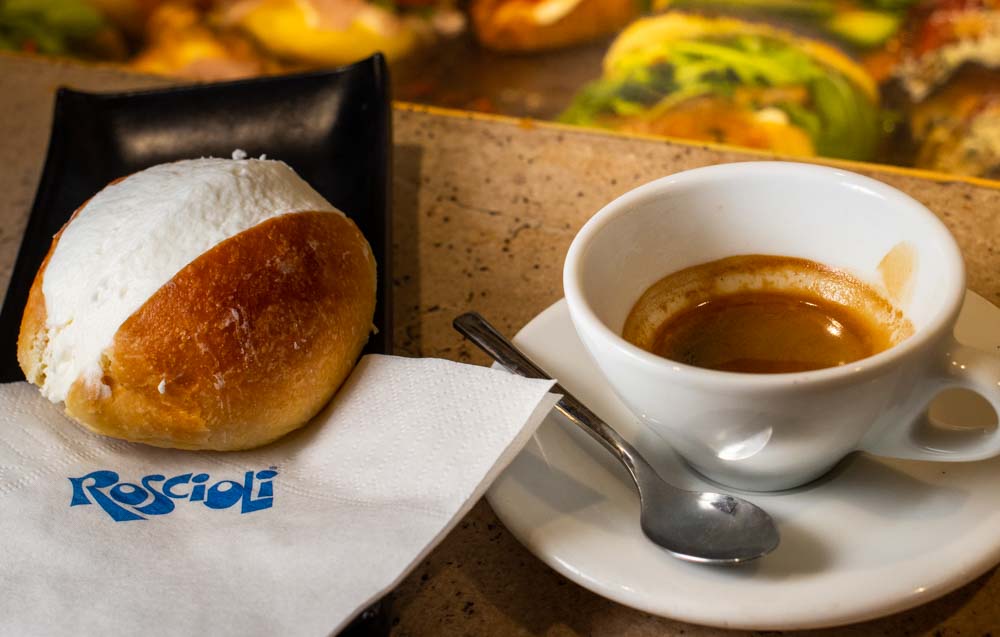 Maritozzo and Coffee at Roscioli Caffe Pasticceria Maritozzo