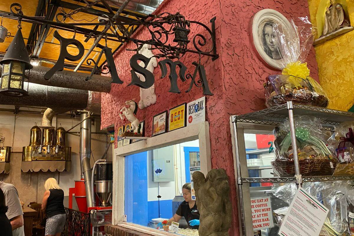 Sign that reads PASTA in a shop. 