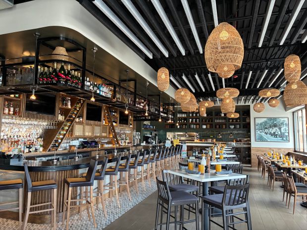 Ovvio Italian Taverna, formerly an abandoned automotive repair shop, is meant to cultivate a cozy and natural atmosphere, according to General Manager Lalo Prado, with modern influences that blend culinary tradition with a fresh new touch, April 3, 2025. (Claire Murphy/Pioneer Press)