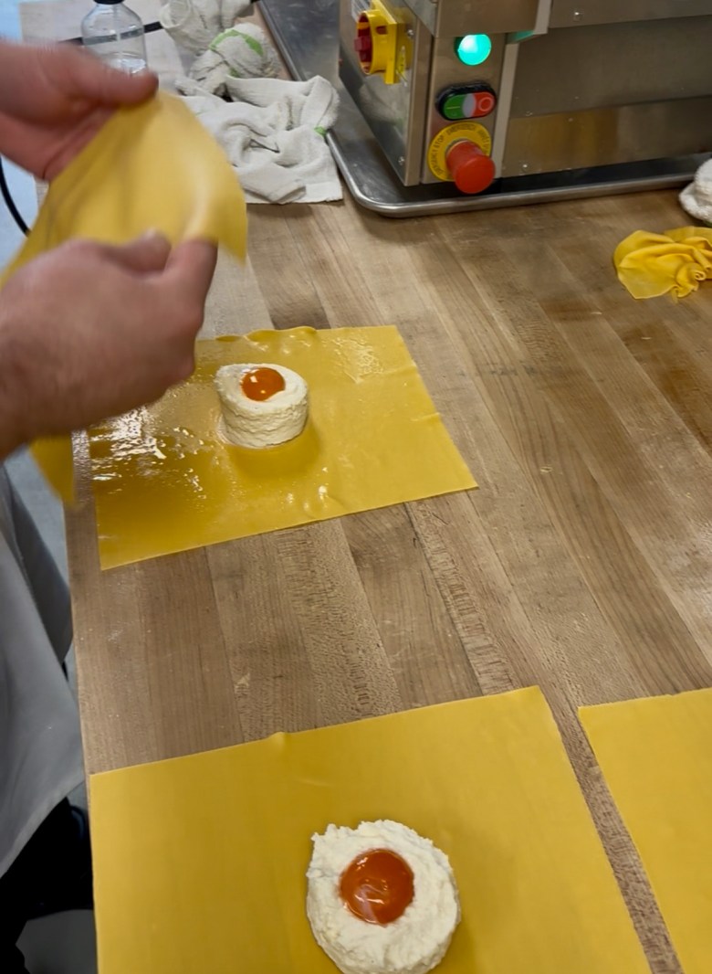 The painstaking process of egg yolk raviolos, at Willow Osteria