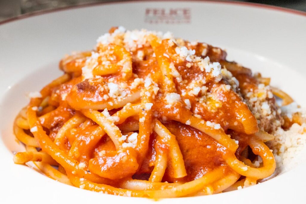 Pasta Amatriciana at Felice in Rome