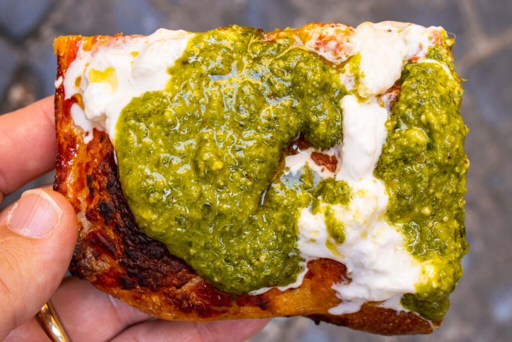 Pesto Slice at Antico Forno Roscioli in Rome