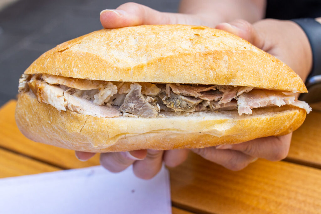 Porchetta sandwich at Er Buchetto in Rome