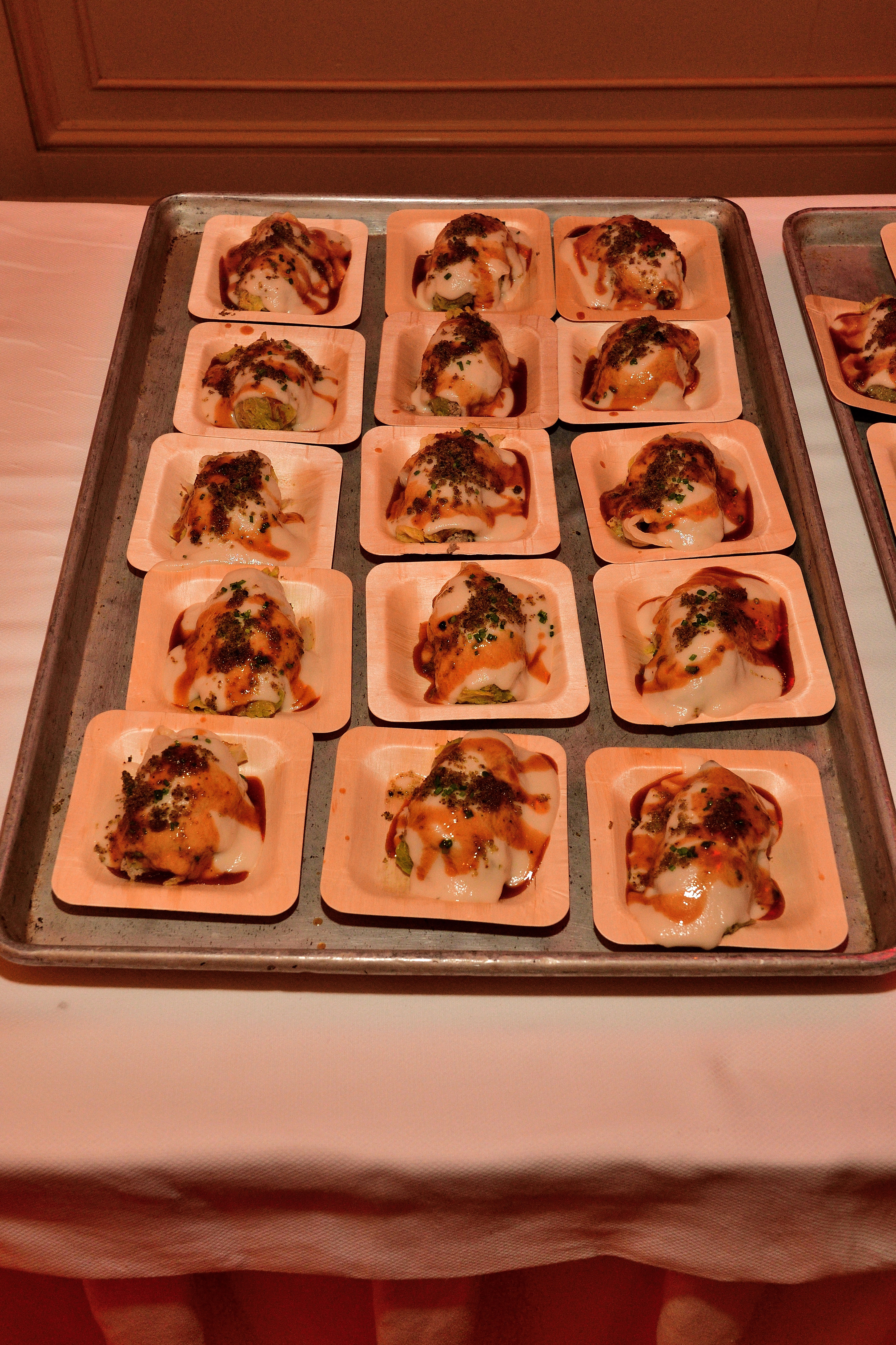 A tray of one of the culinary creations awaits guests...