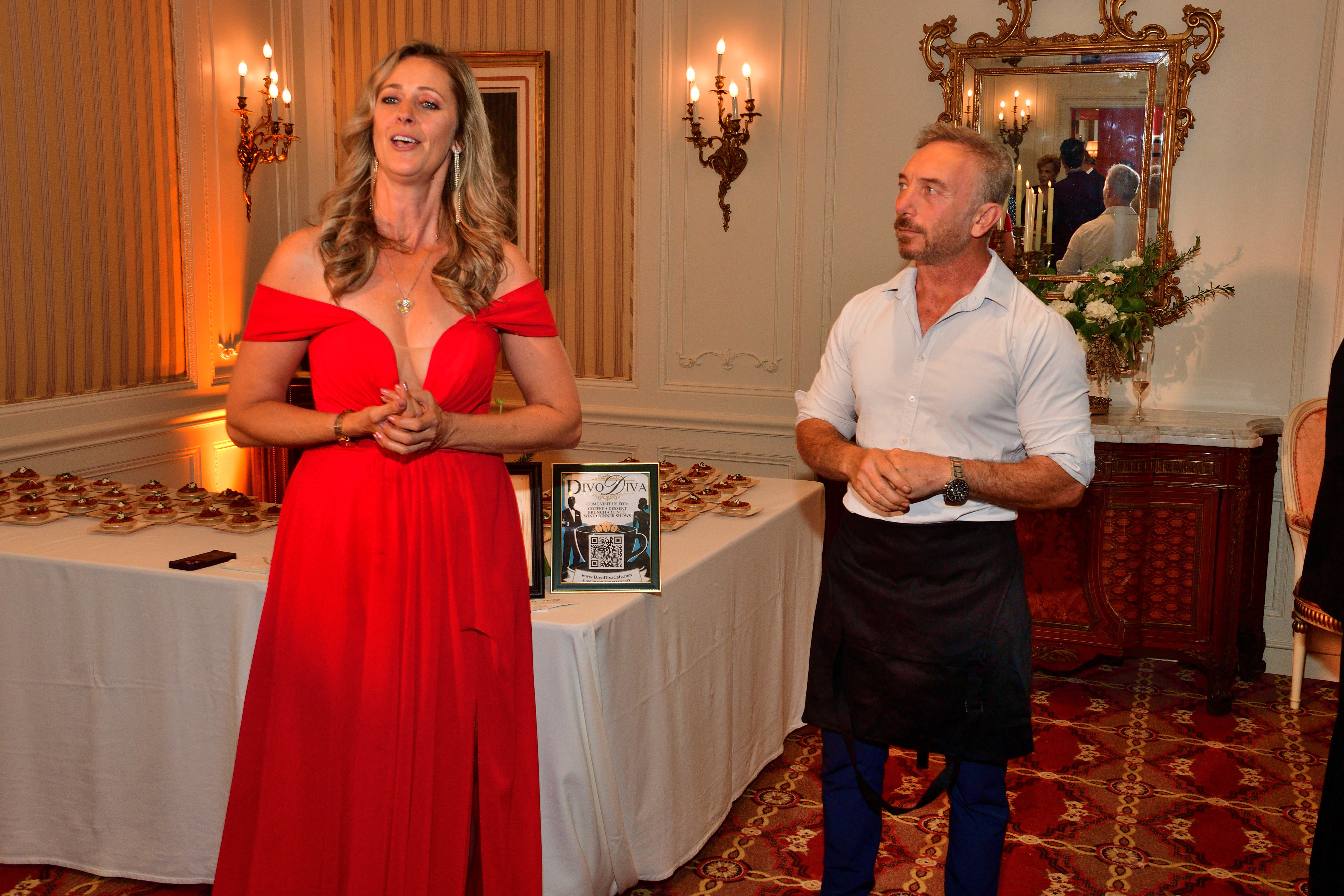 Victoria Robertson performs an opera aria while Rosario Monetti listens...